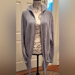 Women's Free People Love Me Tender Open Cardigan Hooded Sweater Fringe EUC Med